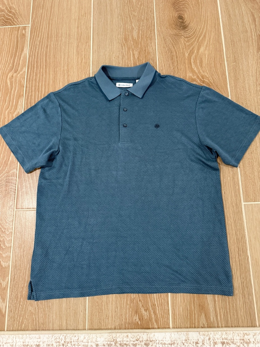 Cubavera Men's Large Short-Sleeve Polo in Textured Teal